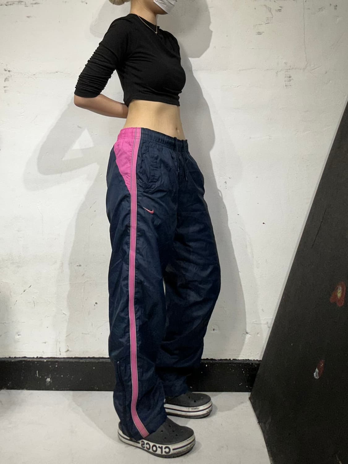 나이키 와이드 네이비 핑크 사이드 라인 추리닝 바지 트레이닝 팬츠 S 상품이미지1