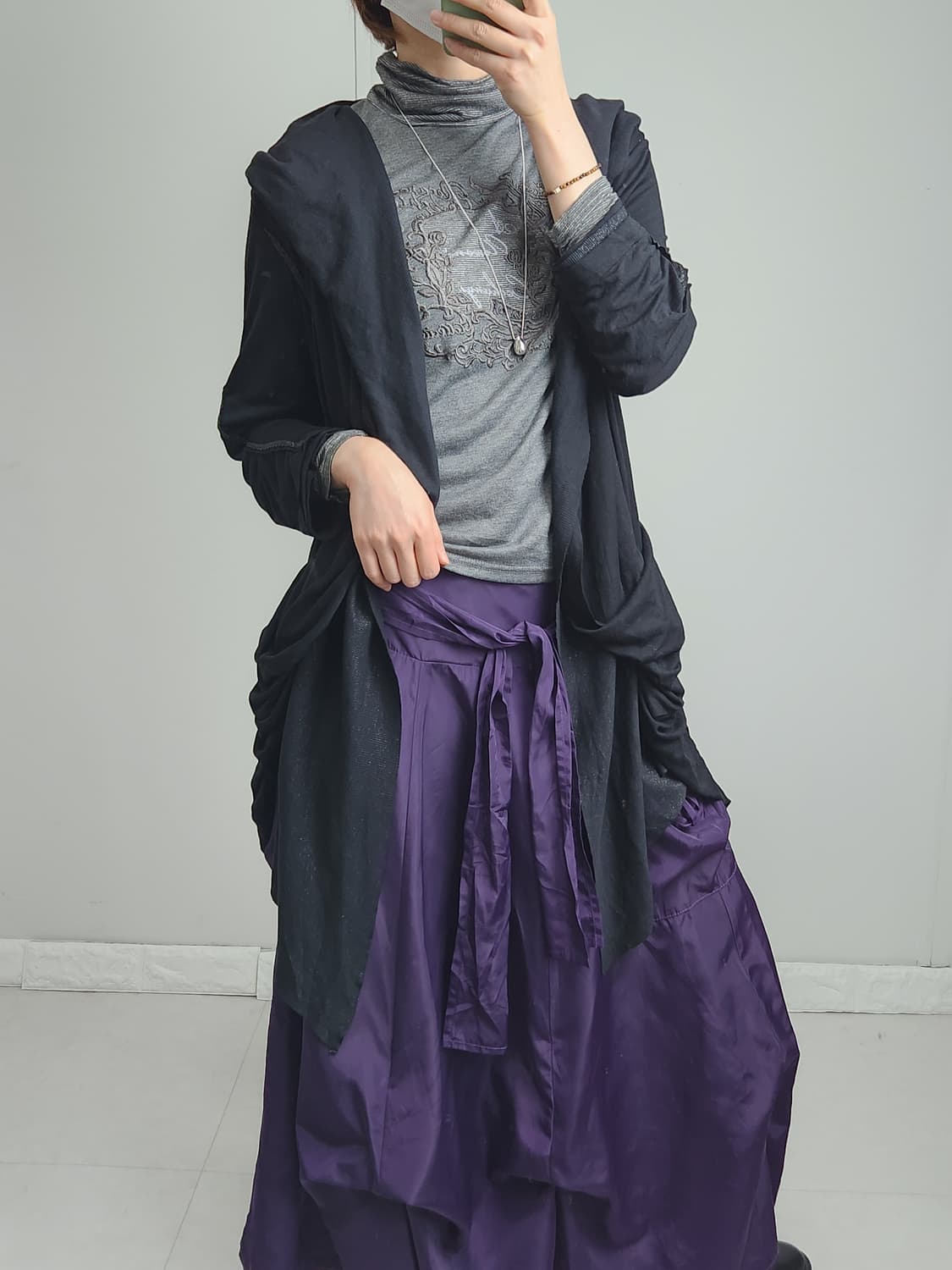 러플 후드 롱 가디건 상품이미지5