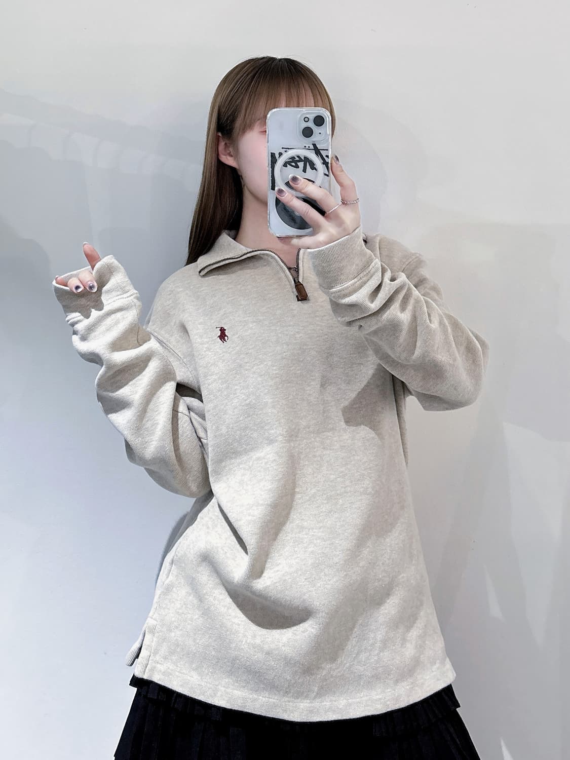 폴로랄프로렌 베이지 포니 니트 반집업 상품이미지2