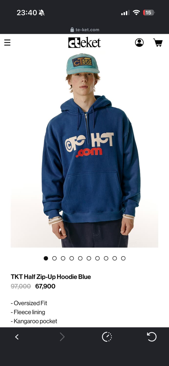 teket half zip-up hoodie, blue M 상품이미지1