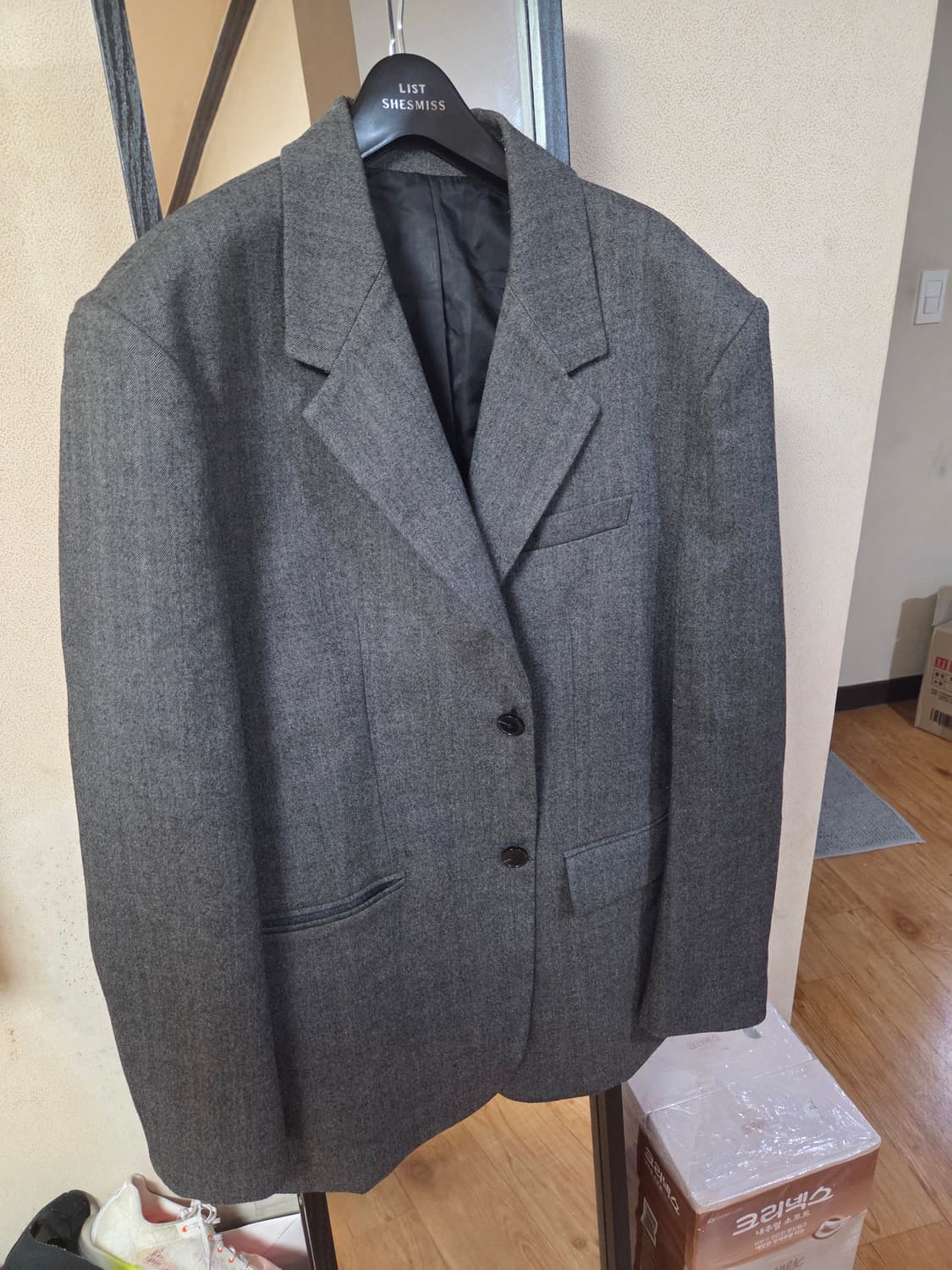 드로우핏 오버사이즈 헤링본 체크 블레이저 상품이미지1