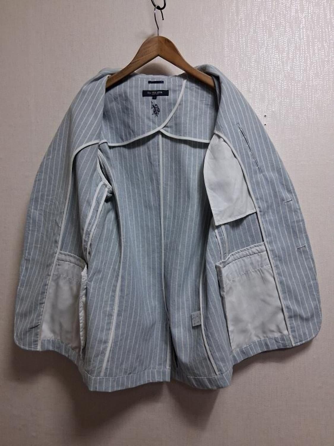 US POLO ASSN  라이트블루 린넨혼방 내츄럴면쟈켓 남성 슬림100 상품이미지3