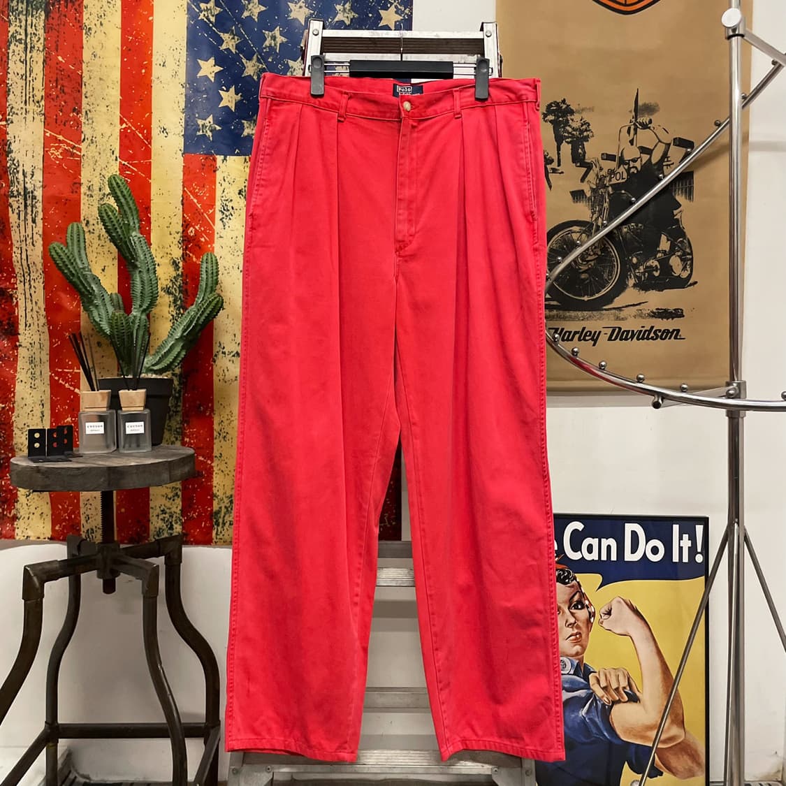 90s 폴로 랄프로렌 U.S 치노팬츠 핀턱 치노 팬츠 레드 상품이미지1