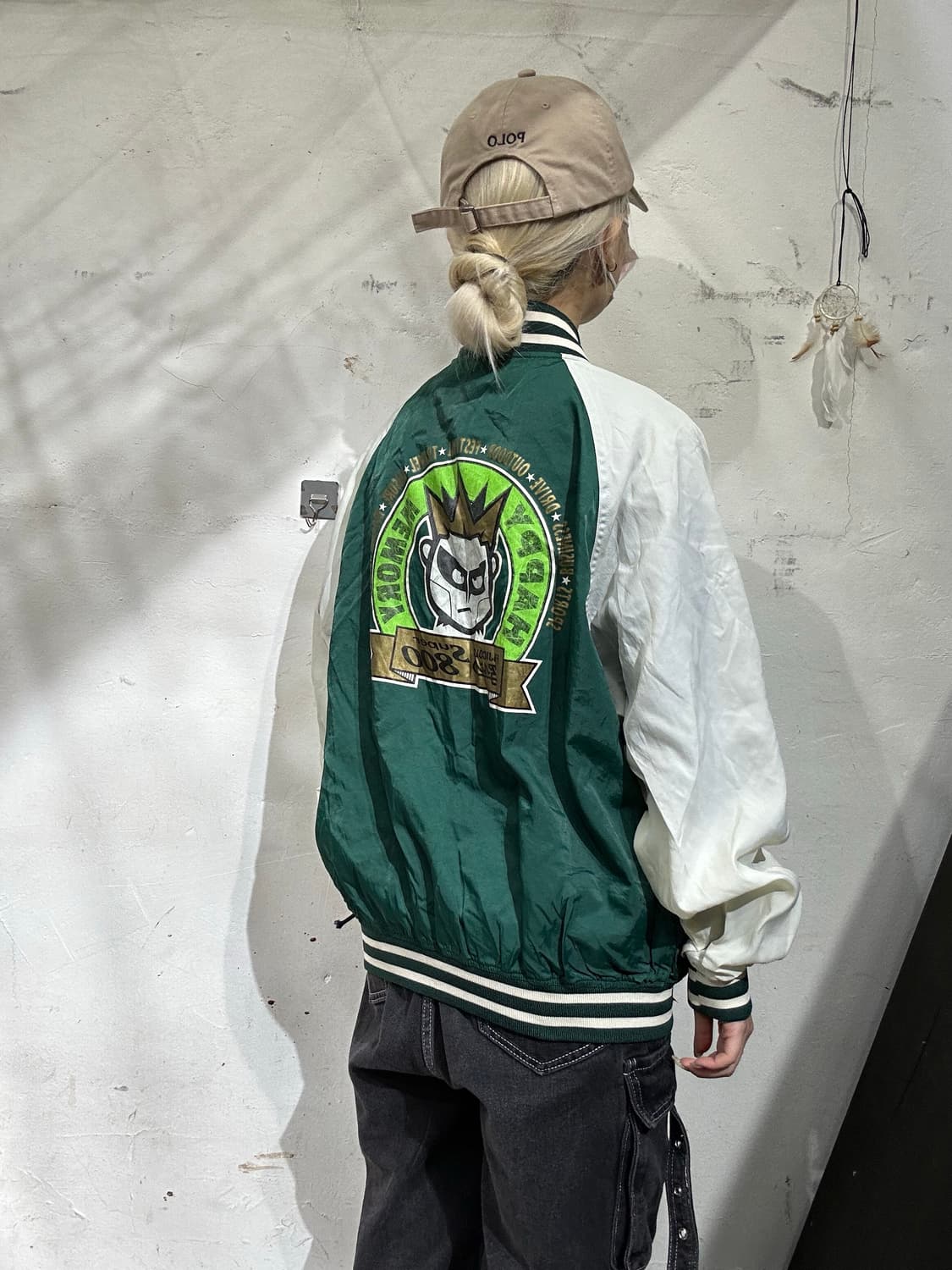 일본 빈티지 그린 빅 로고 스카잔 오버핏 코치 자켓  상품이미지3