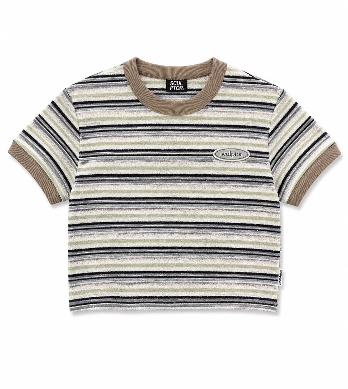 스컬프터 스트라이프 크롭티 그린 S 상품이미지1