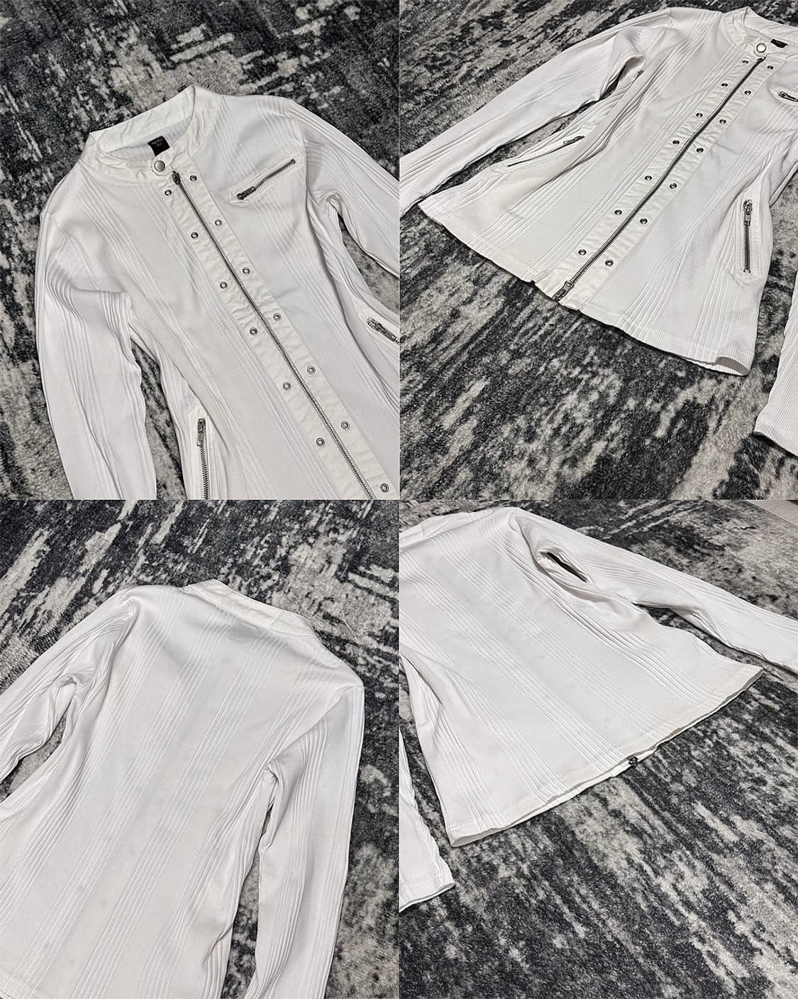 {Agate Label} Ribbed Eyelet Moto Jacket  상품이미지3