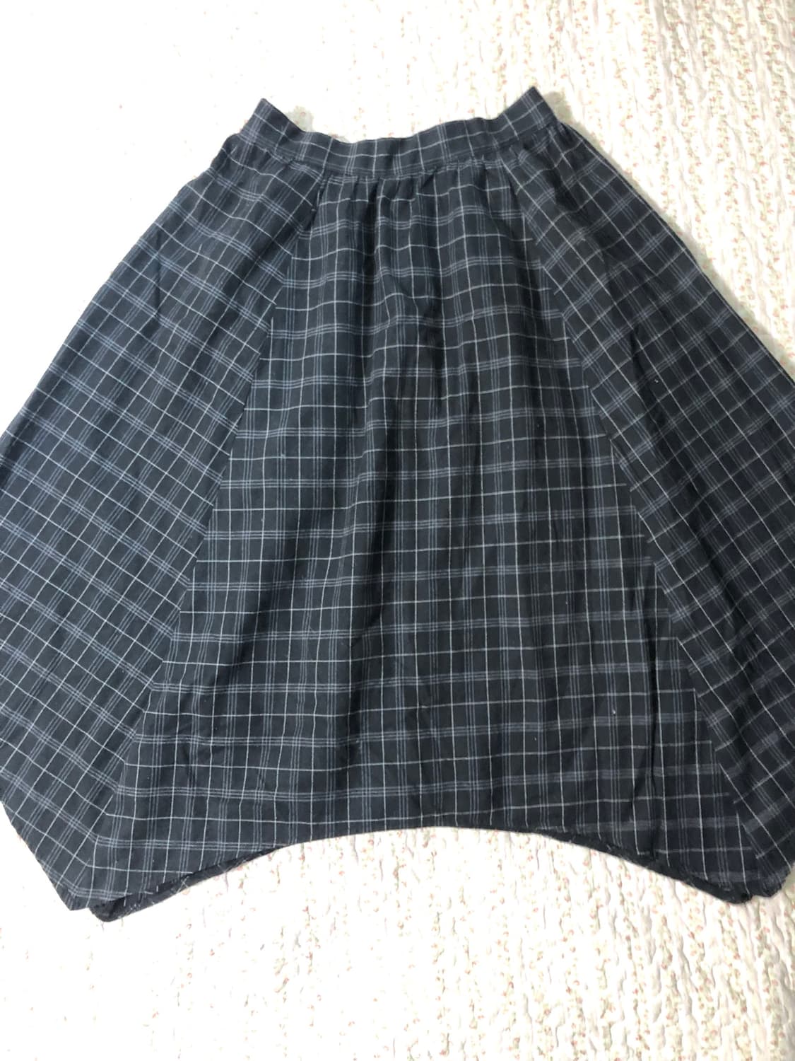 Navy check unbal skirt 상품이미지2