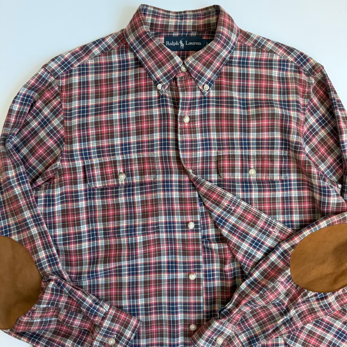 Polo  폴로 랄프로렌 그런지 타탄 채크 투포켓 스웨이드 옐보우 셔츠  상품이미지4