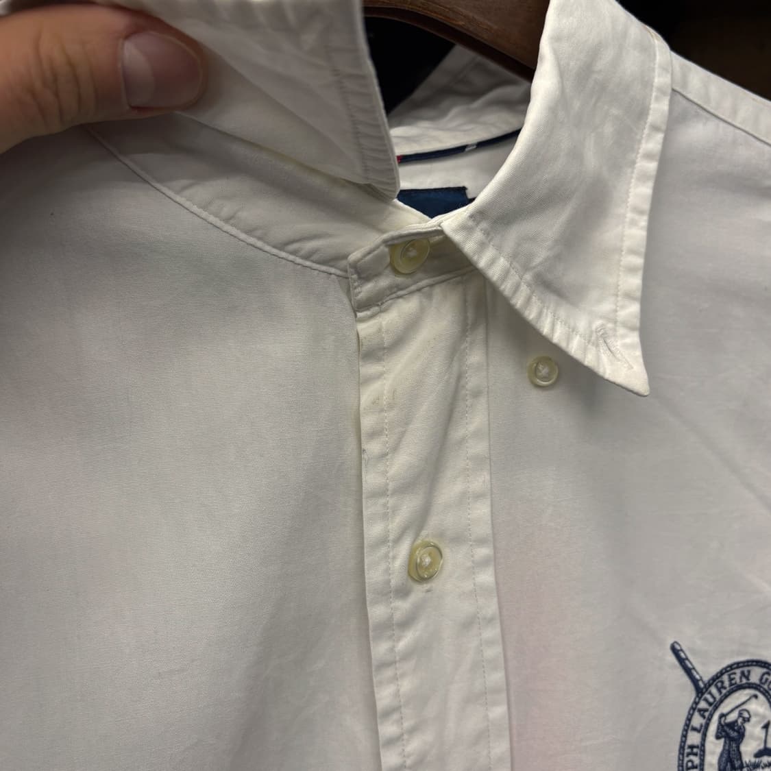 90s 폴로 랄프로렌 골프클럽 크레스트 화이트 코튼셔츠 N440 상품이미지7