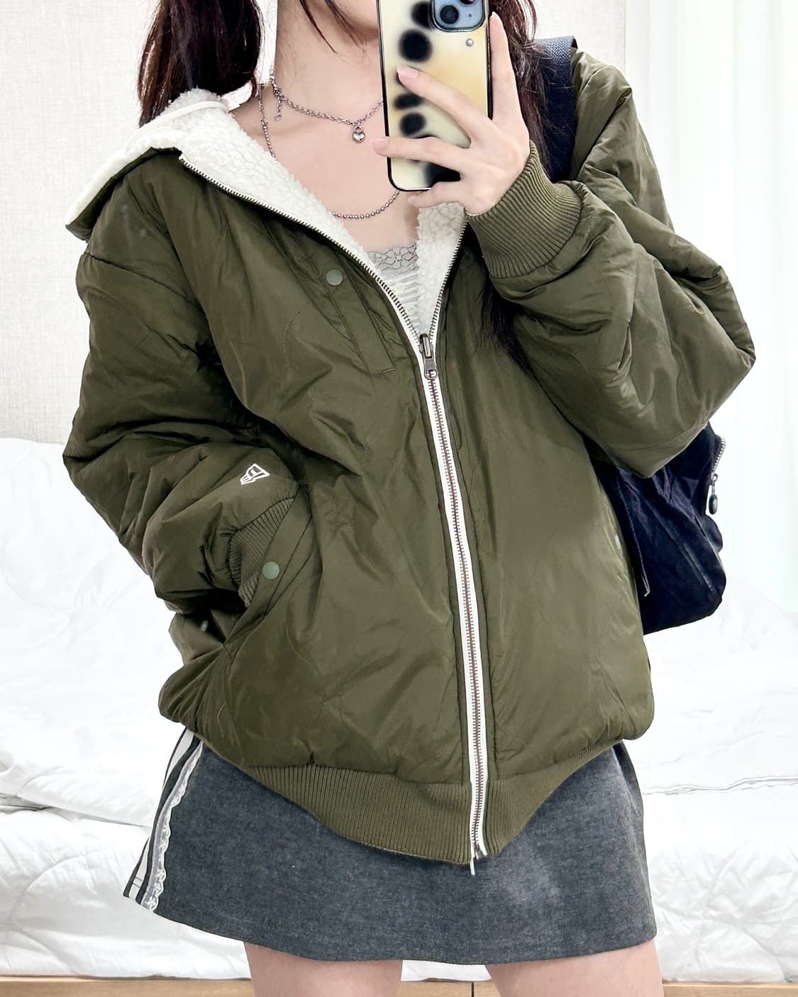 뉴에라 리버시블 카키 쉐르파 자켓 상품이미지3