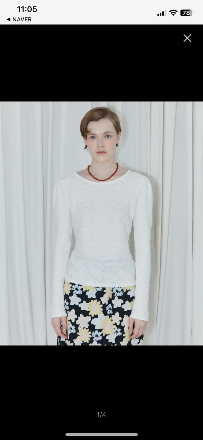 시눈 jacquard puff sleeve 티셔츠 상품이미지1