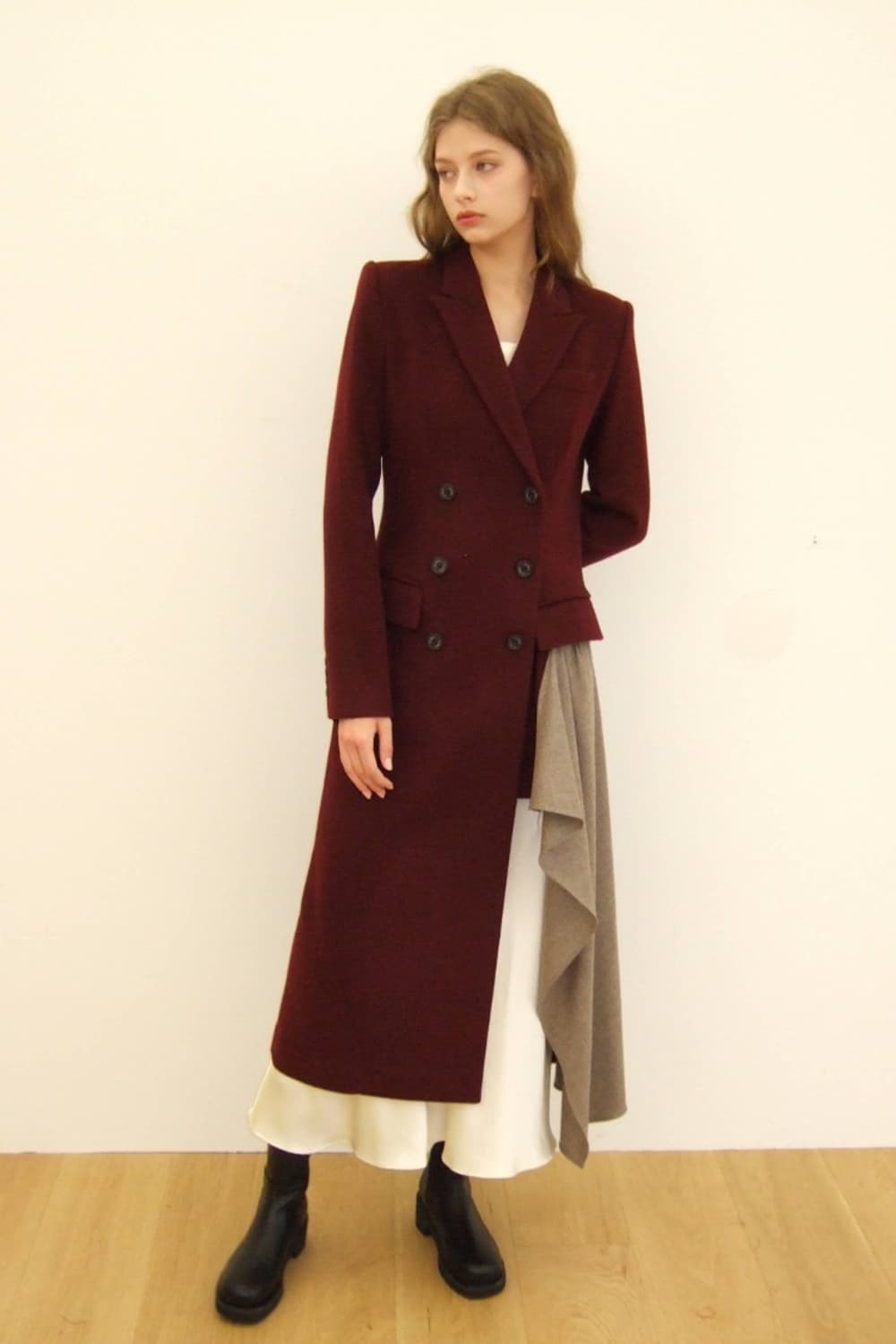 블루민 베르사유 버건디 롱코트 상품이미지1