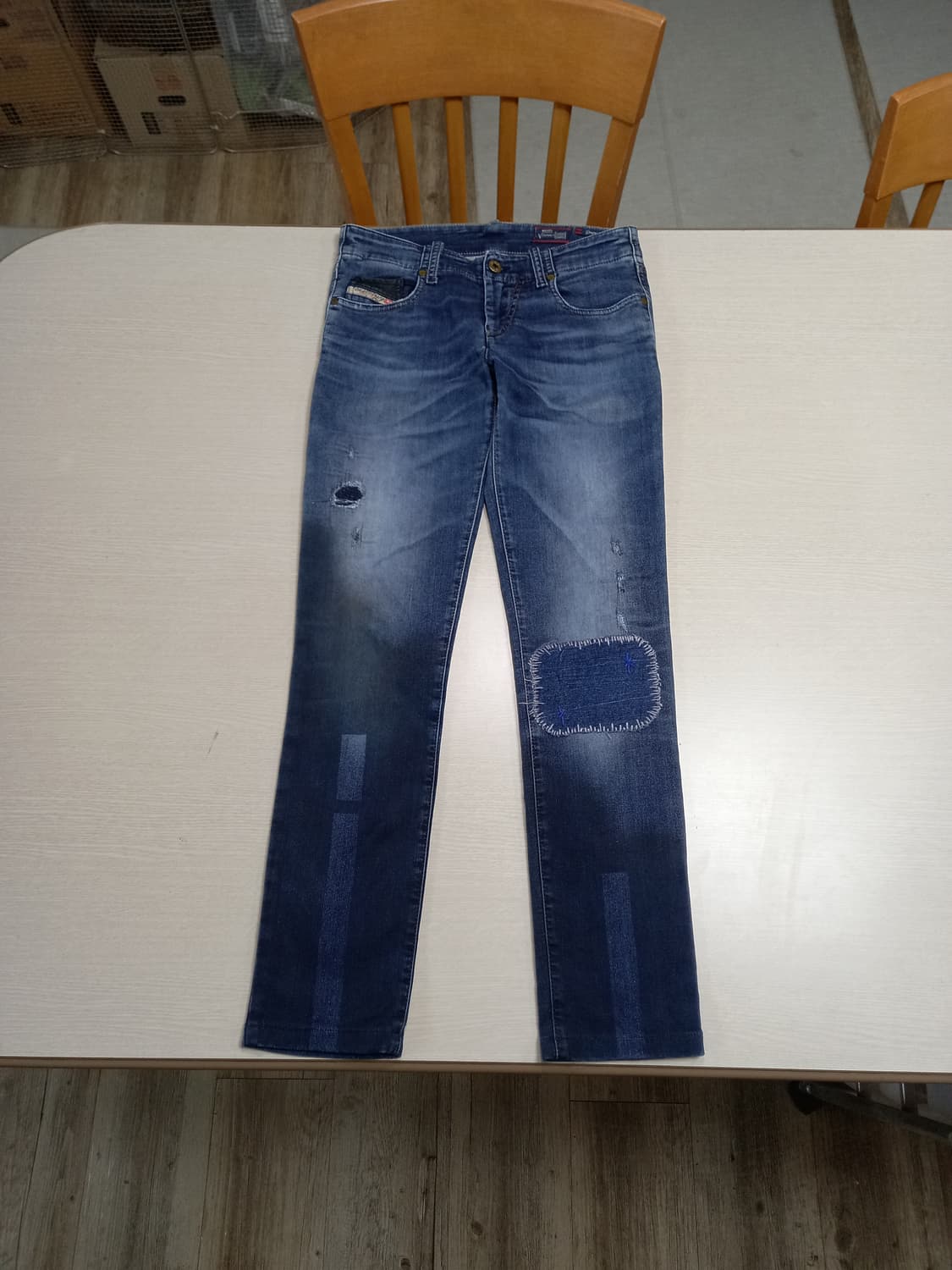 25 DIESEL 데미지워싱 스판 슬림일자 리페어진 25-298 상품이미지1