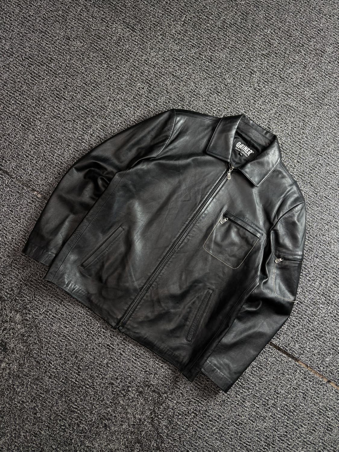 Gainer 오리지날 램스킨 스티치 레더 트러커 자켓 2723 상품이미지1