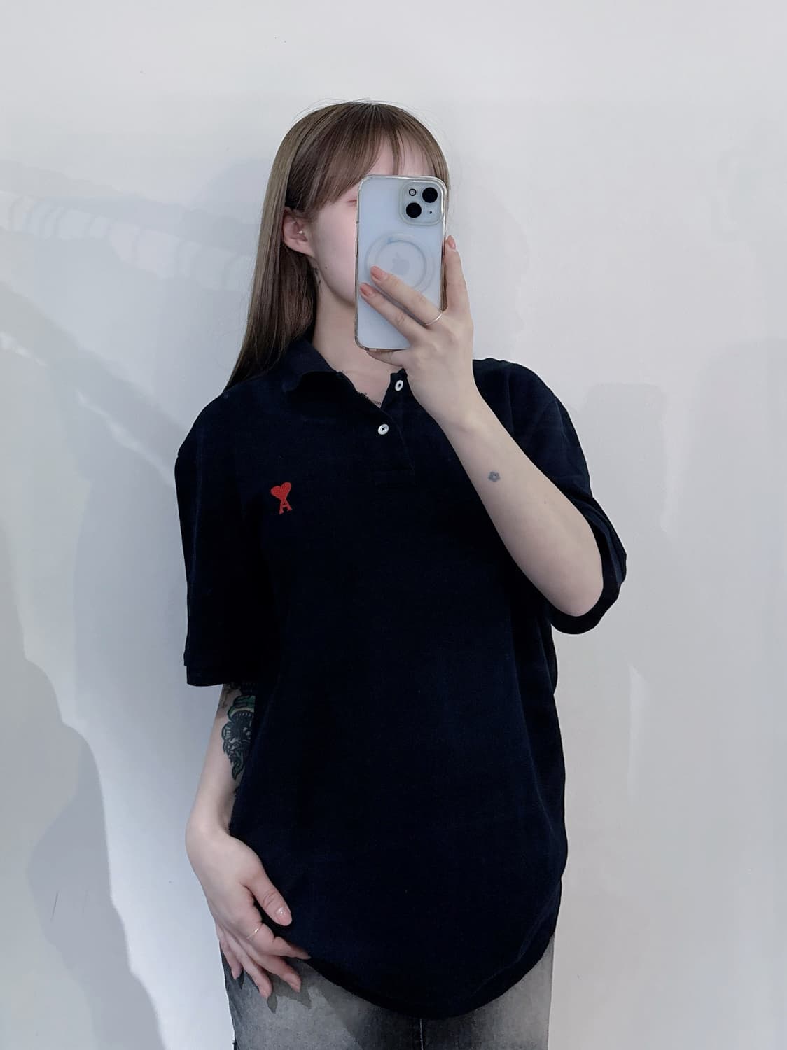 아미 스몰하트 반팔 카라티 상품이미지1