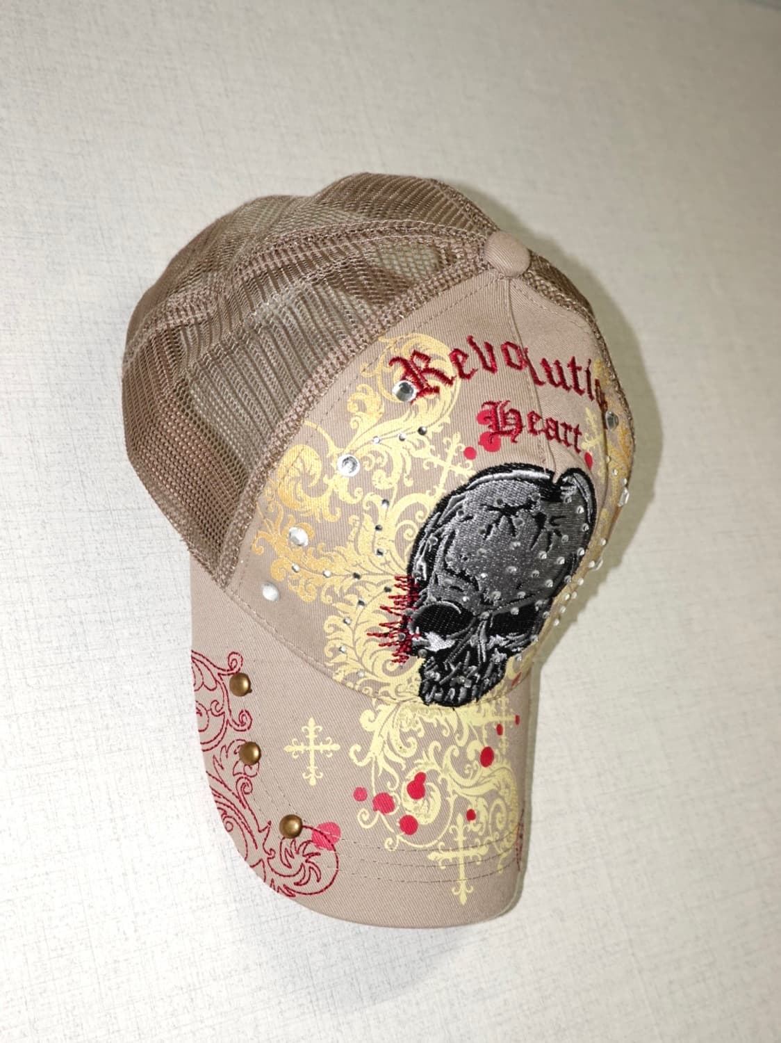 엠브로이더리 스컬 스톤 메쉬 캡 상품이미지3