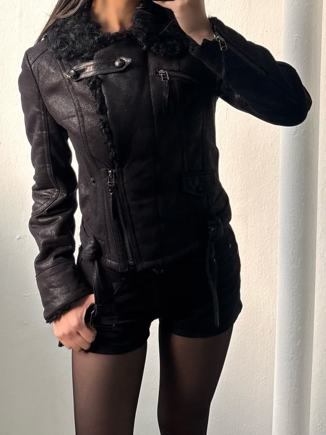 Vintage Zooc Fur Trim Leather Jacket 상품이미지4