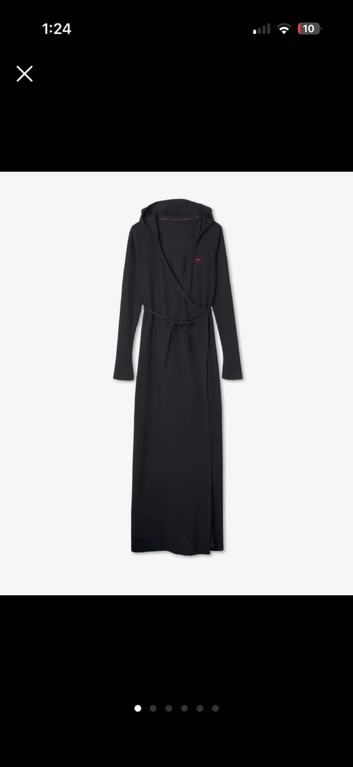 마린세르의 블랙 후드 랩 원피스 겸 가디건 상품이미지1