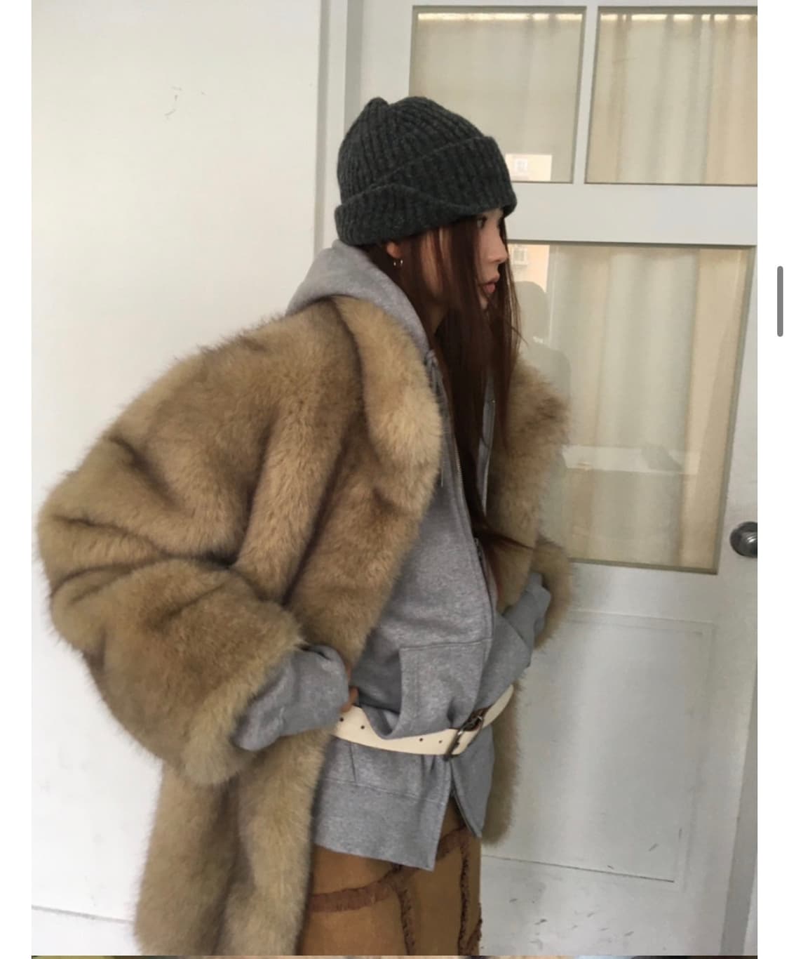 the breathe 브리드 국산 에코퍼 퍼자켓 양면 무스탕 1회착용 상품이미지4