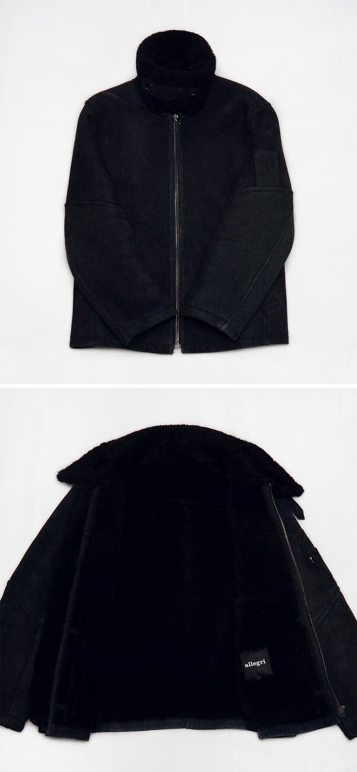 알레그리 올블랙 모던에센셜 천연 양가죽 숏무스탕 자켓 (50 / 100) 상품이미지3