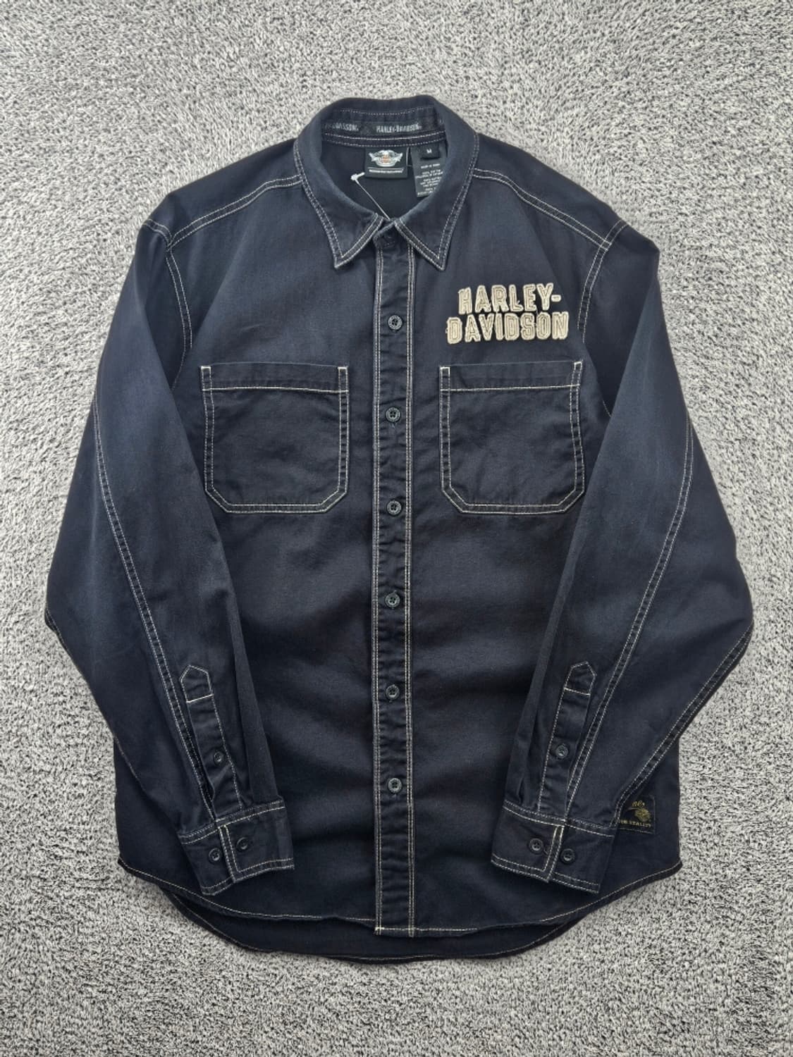 할리데이비슨 스티치 포켓 윙즈이글 바이커 셔츠 ( M ) / 11589 상품이미지3