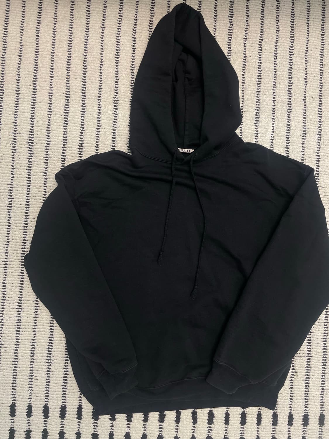 오라리 블랙 코튼 오버핏 후드 상품이미지1