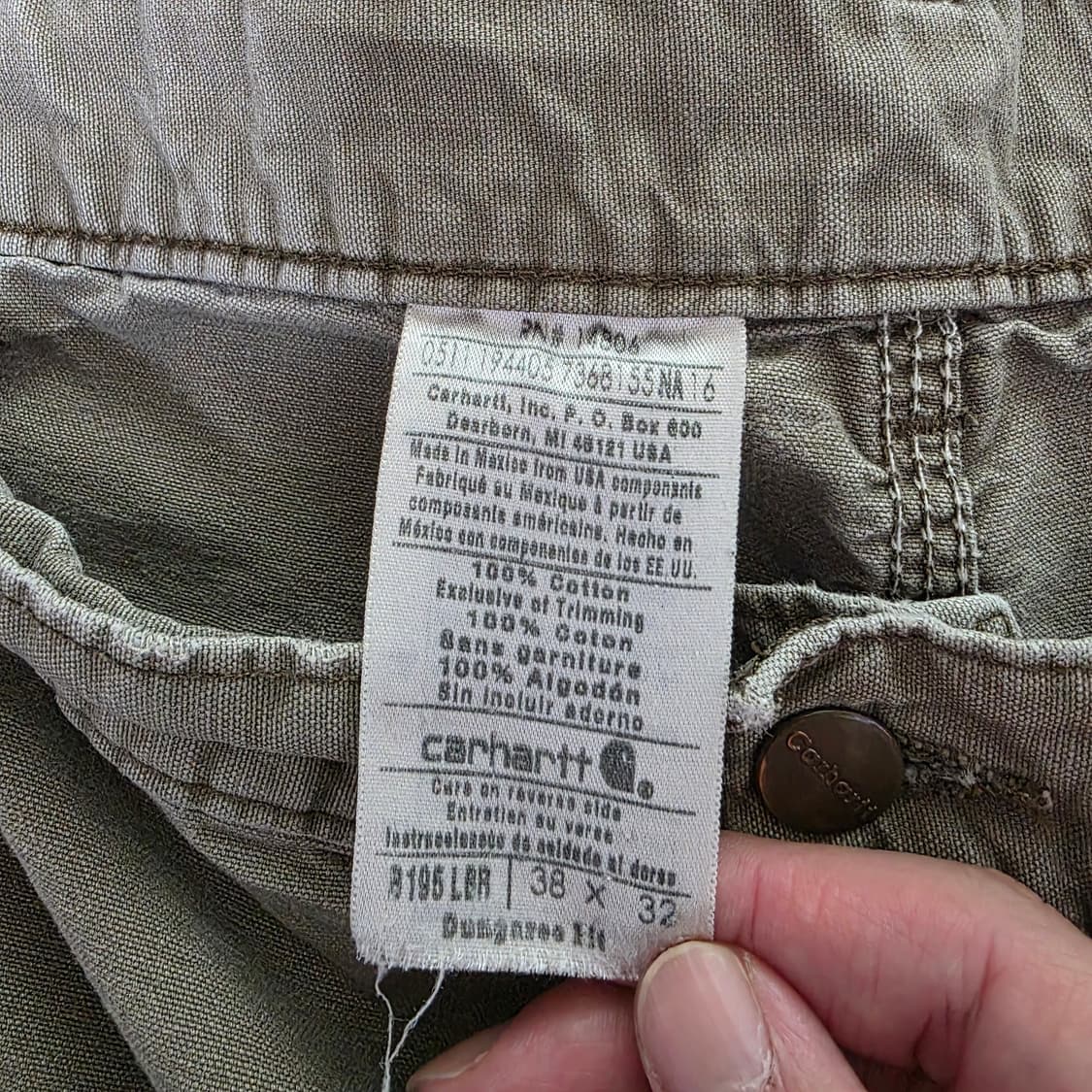 [38X32] 칼하트 더블니 B195LBR 워크팬츠 MOS 페이드 상품이미지10