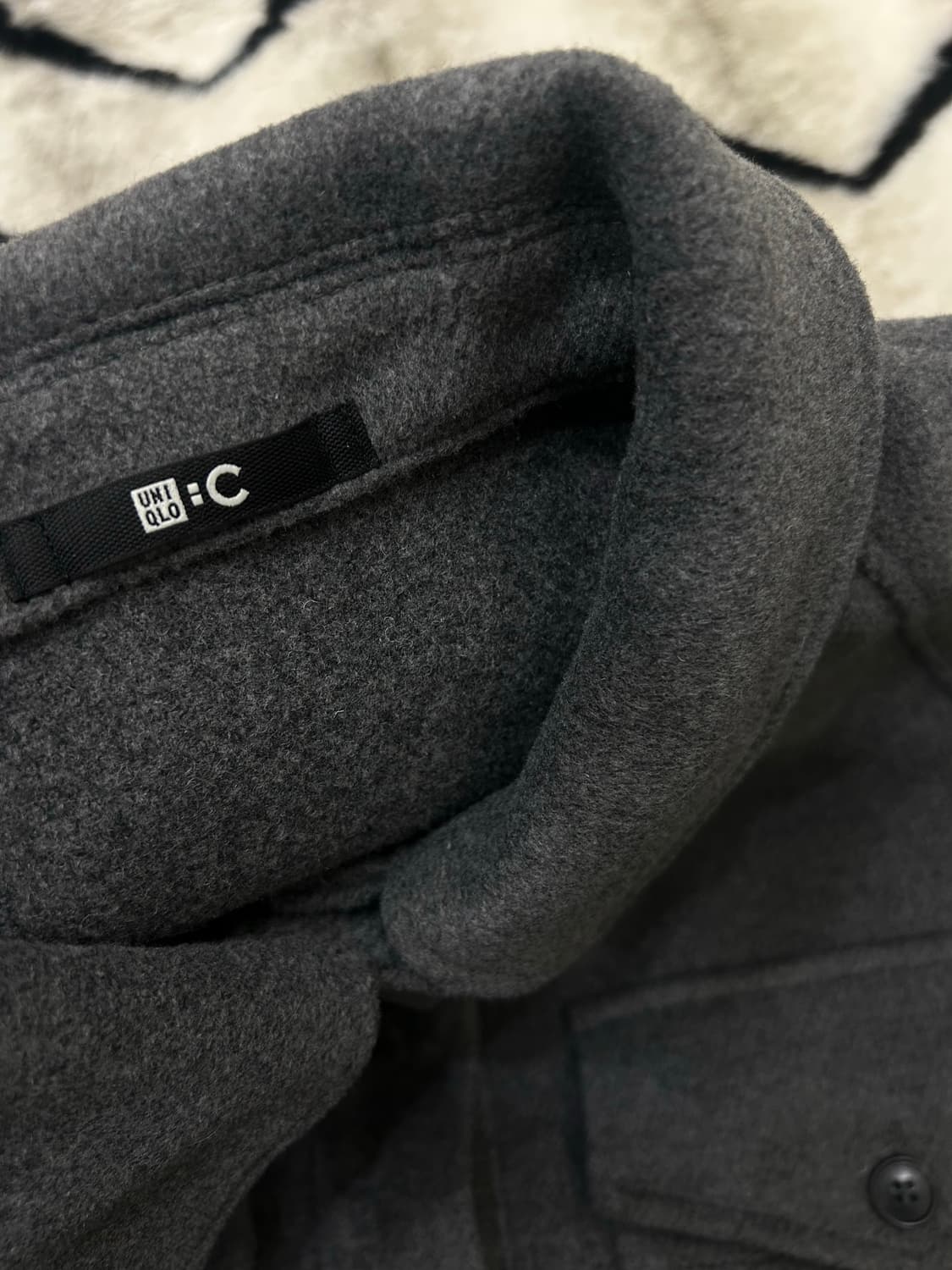 [M]유니클로C 오버사이즈 울 숏 코트/그레이 상품이미지5