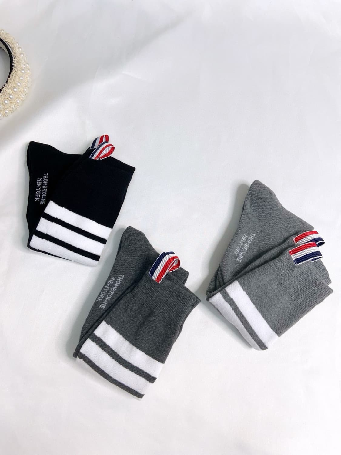 톰브라운 라이트웨이트 코튼 사선 미드카프 삭스 네이비 상품이미지6