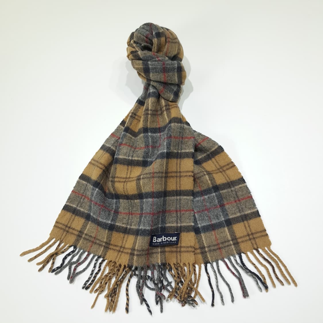 MX579 바버 00s 영국판 램스울 클래식타탄 카멜 머플러 목도리 상품이미지2