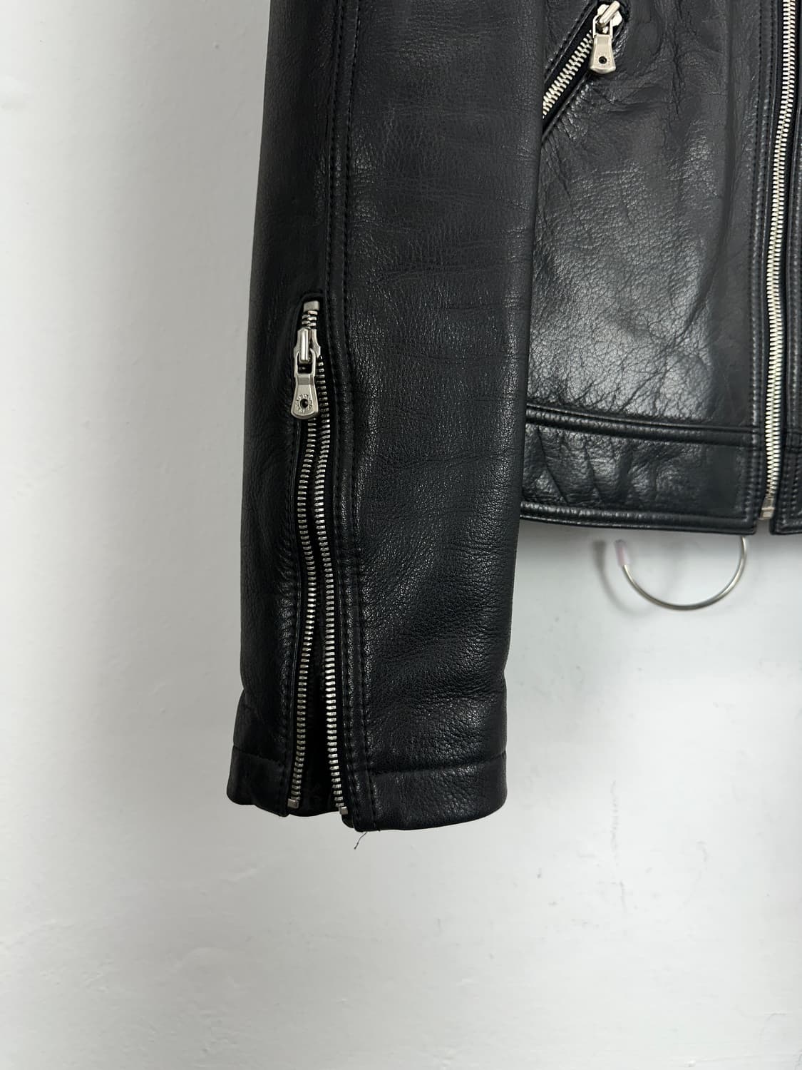 Cowhide Leather Zip-Up Jacket 상품이미지5