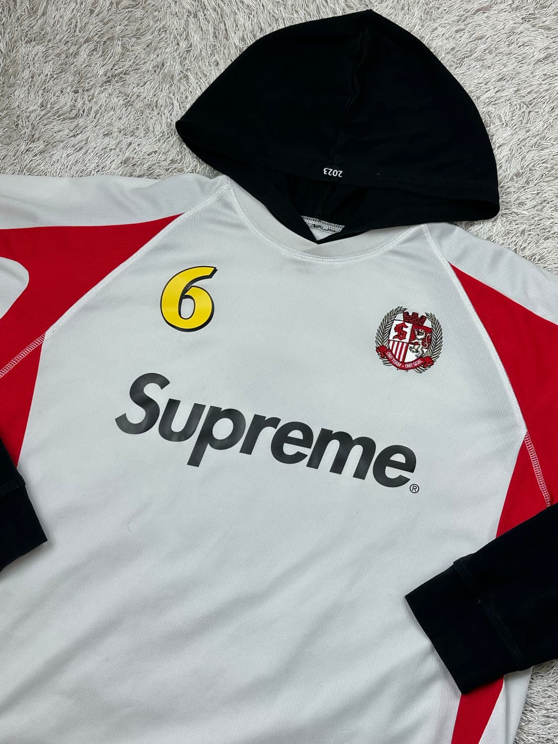 [M] 정품 슈프림 23FW 후드 사커 저지 화이트 상품이미지1