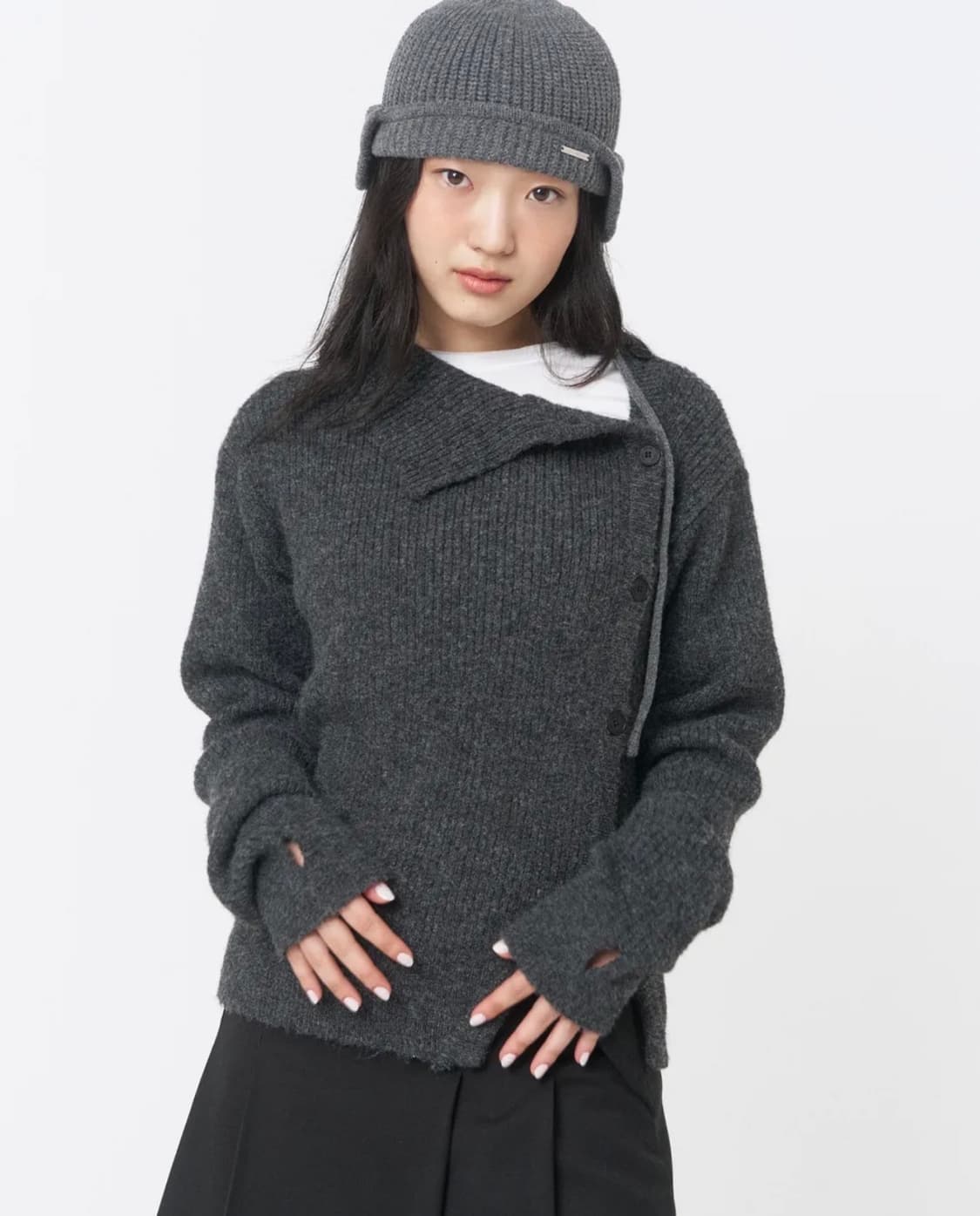 Side button knit CHARCOAL 상품이미지1