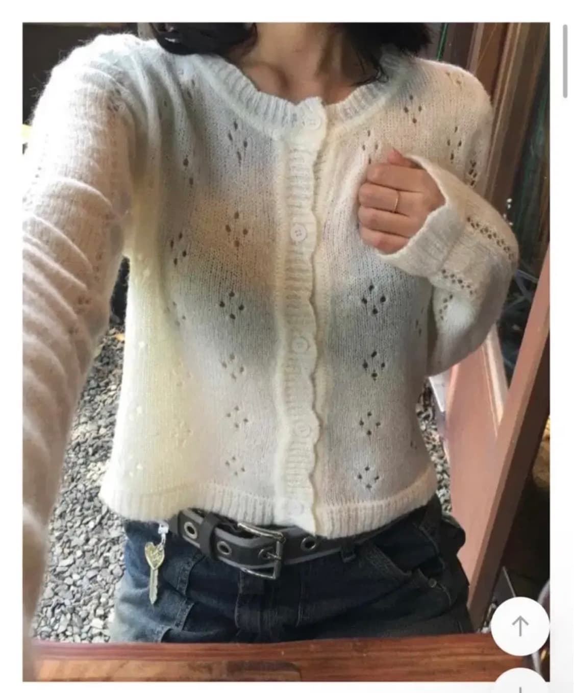 솔꾸 모란 펀칭 가디건 아이보리 상품이미지1