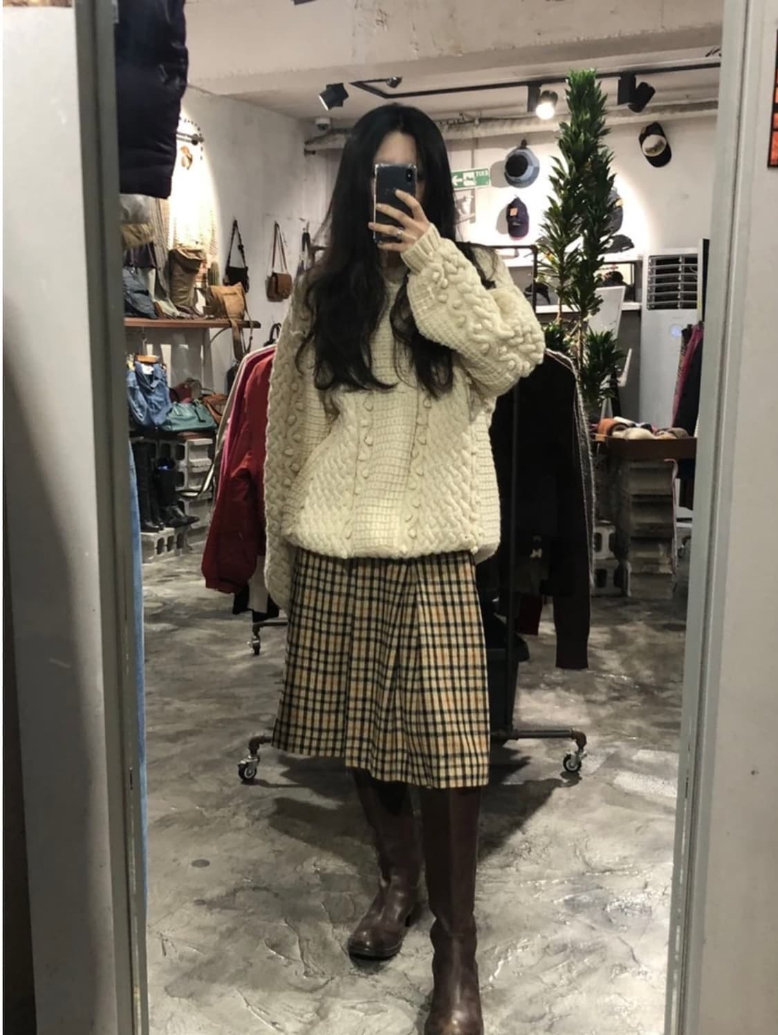 [8502]Daks beige check midi skirt 상품이미지2