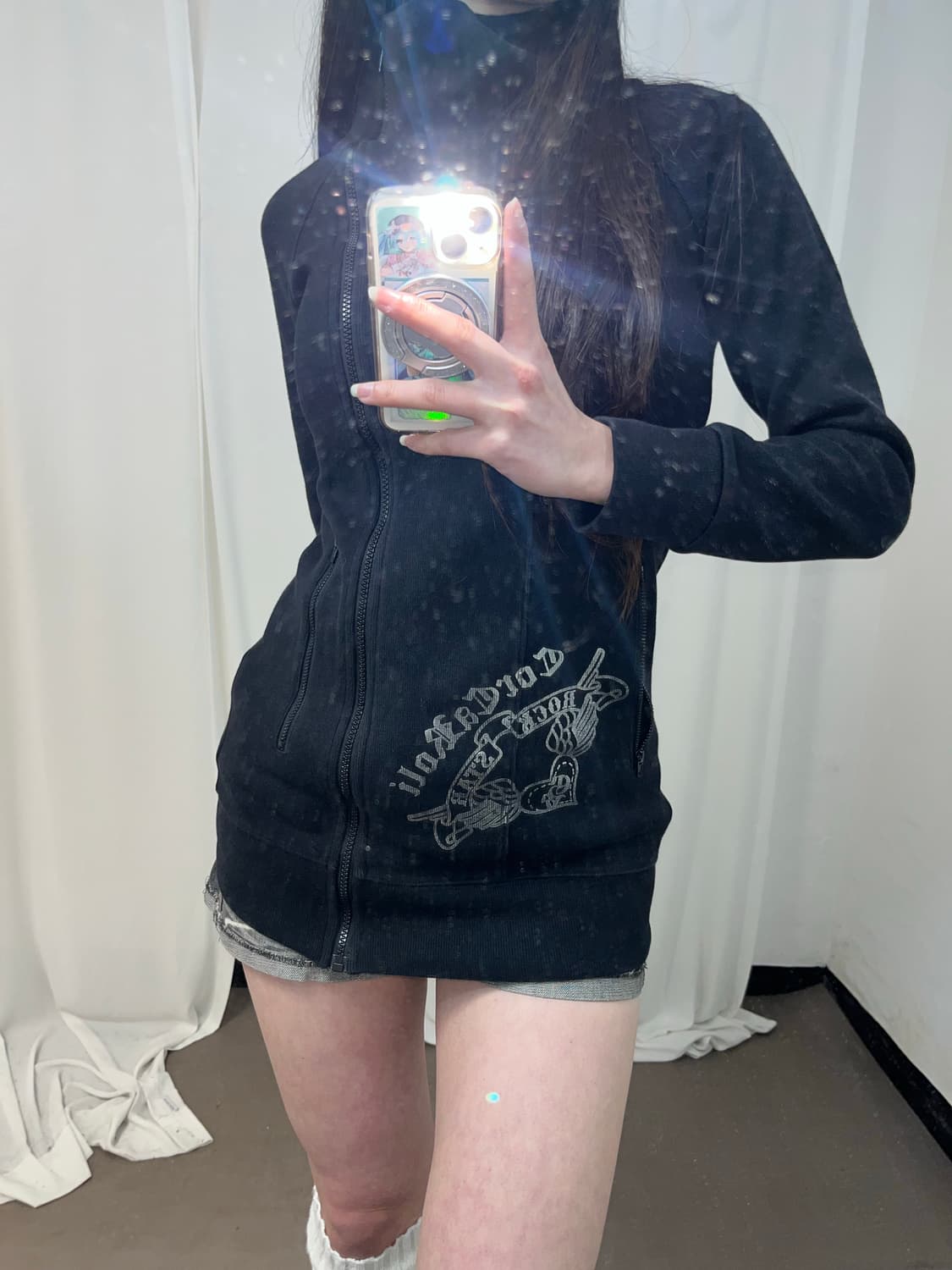 펑크 프린팅 사선 집업 상품이미지4