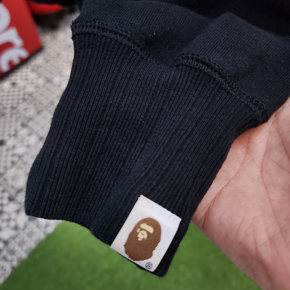 베이프 BAPE 빅로고 자수 블랙 맨투맨 L 상품이미지5