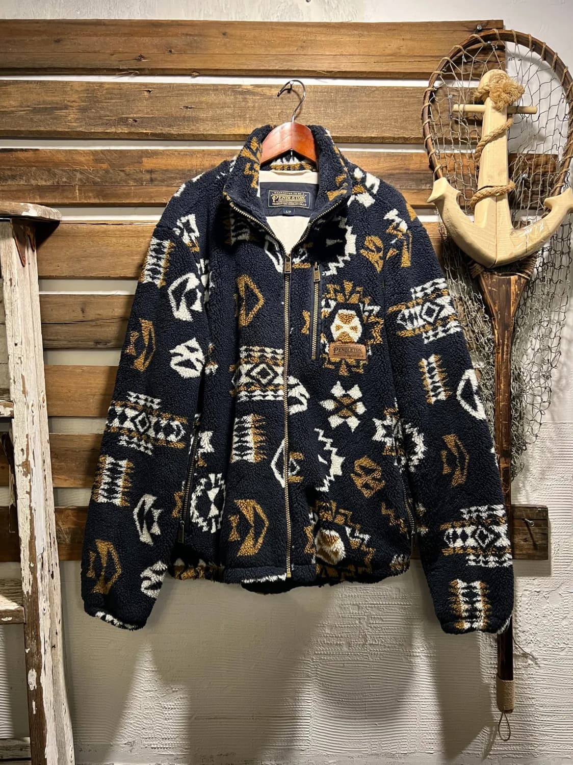 [S]펜들턴 USA 나바호 패턴 네이비 플리스 자켓 상품이미지1
