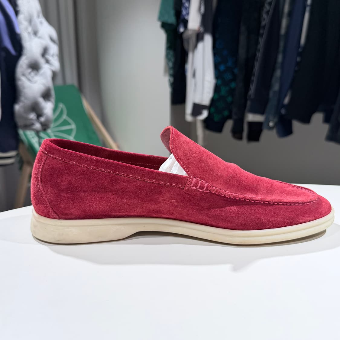 (A/41) / 로로피아나 썸머워크 스웨이드 로퍼 버건디 상품이미지5