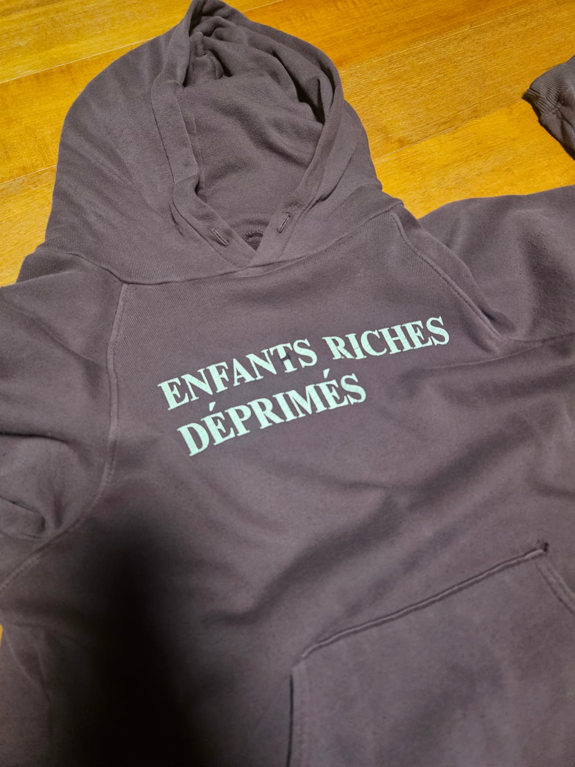 [L / 90-95] 앙팡리쉬데프리메 로고 버건디 슈렁큰 후드 상품이미지4