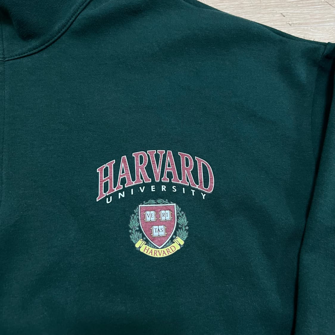 하버드 유니버시티 프린팅 반집업 맨투맨 스웨트셔츠 [그린] 2XL/110 상품이미지4