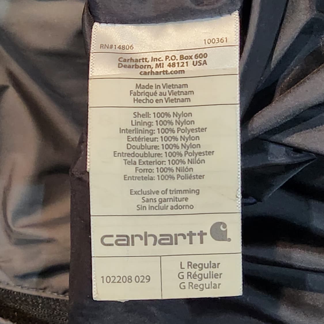 칼하트 경량 패딩 자켓 그레이 (L) 상품이미지4