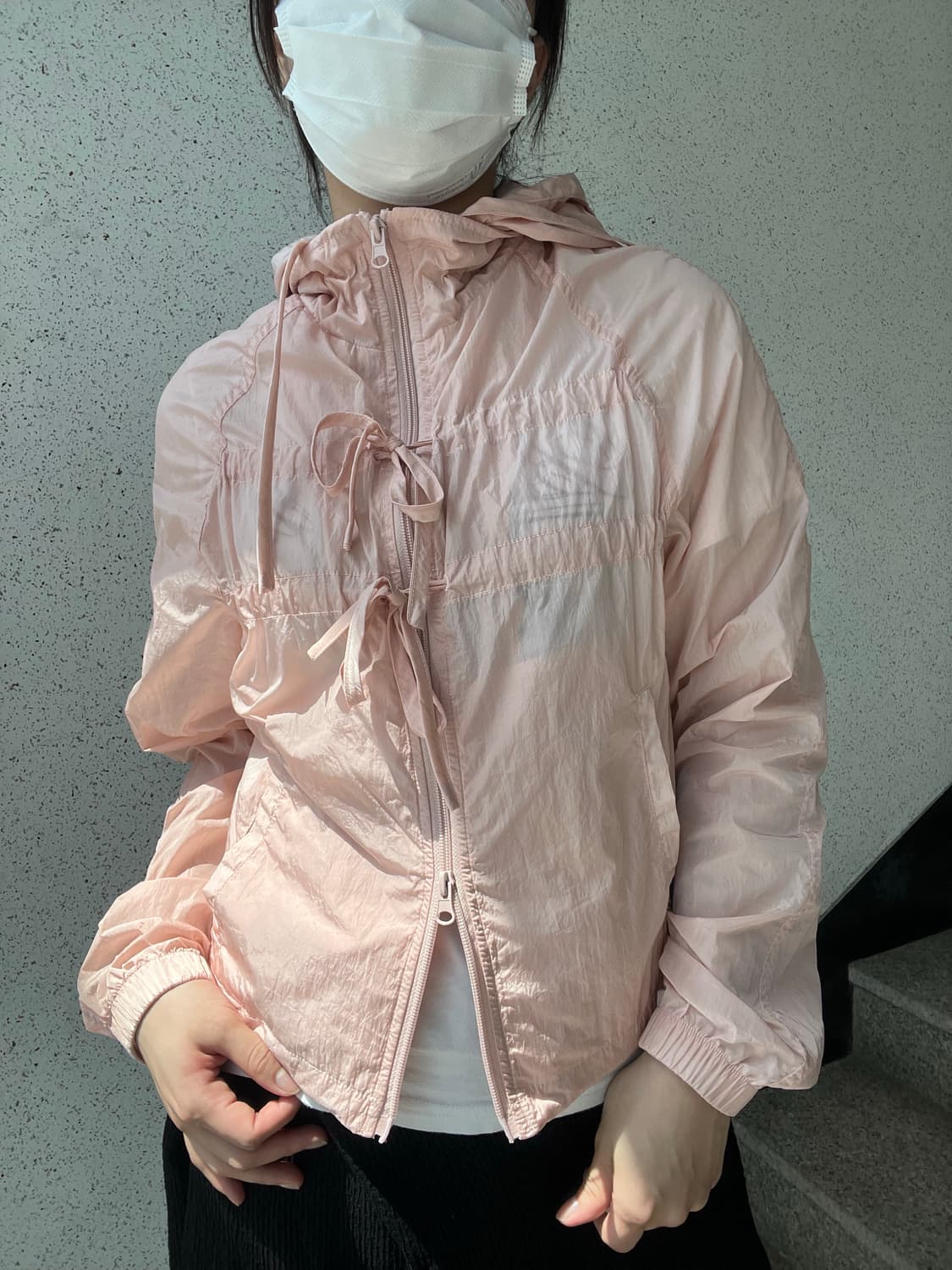파르티멘토 우먼 시어 리본 셔링 후디 자켓 상품이미지2