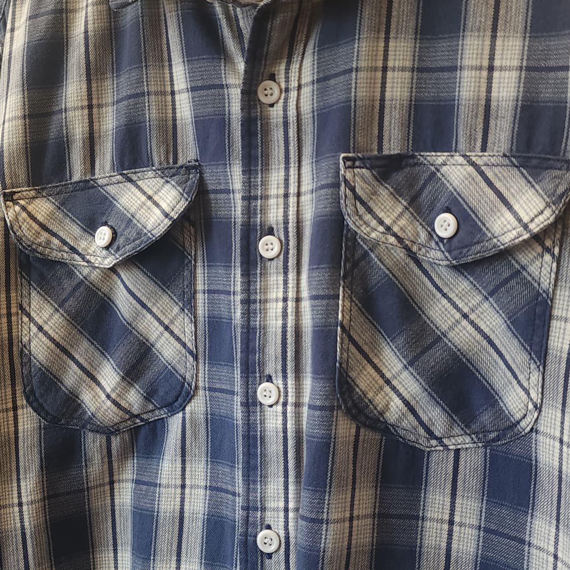 90s Lee 빈티지 체크셔츠 아메리칸 빈티지 플란넬 워크셔츠 블루 m 상품이미지5