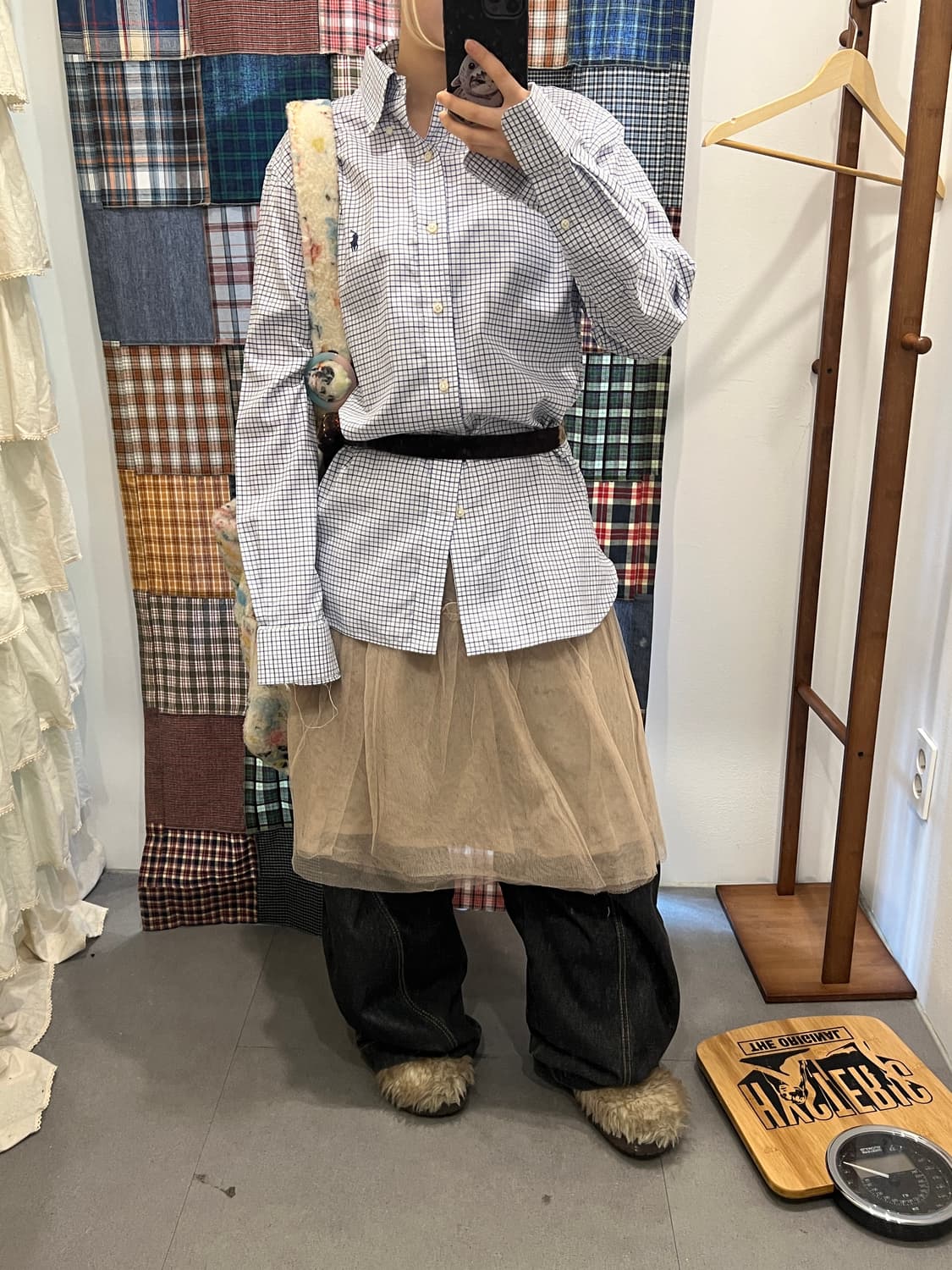 폴로 블루 체크 셔츠 상품이미지4