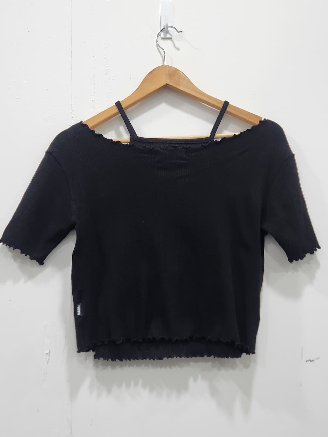 [F] 맥파니로빈 반팔 가디건 민소매 세트 블랙 얇은 골지 니트 상품이미지2