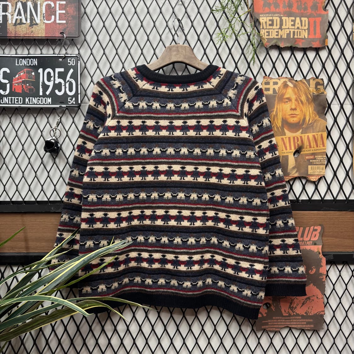 90s JPN VINTAGE 에스닉 패턴 울 니트 스웨터 상품이미지2