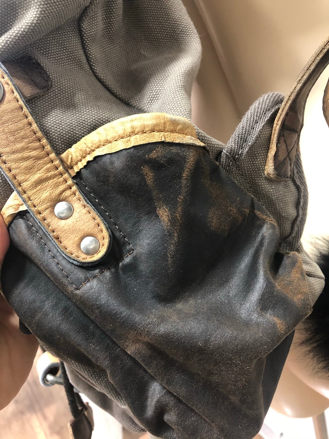 leather canvas backpack 상품이미지5