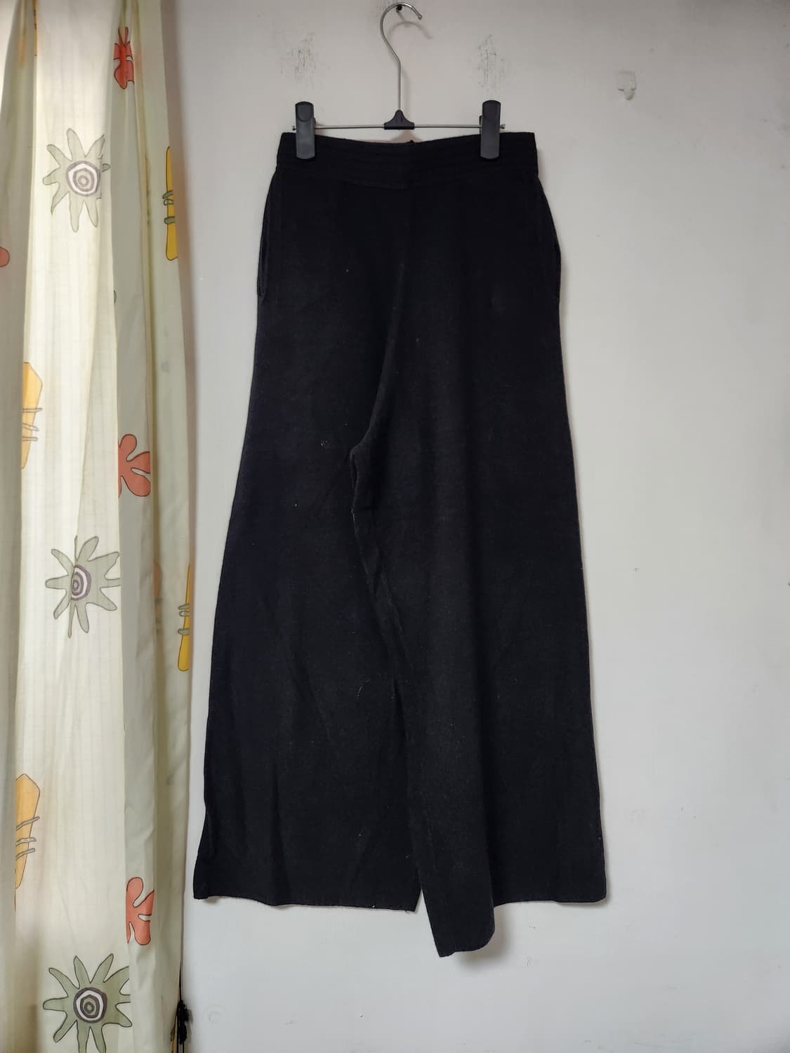 블랙 와이드 니트 밴딩 팬츠 S 상품이미지3