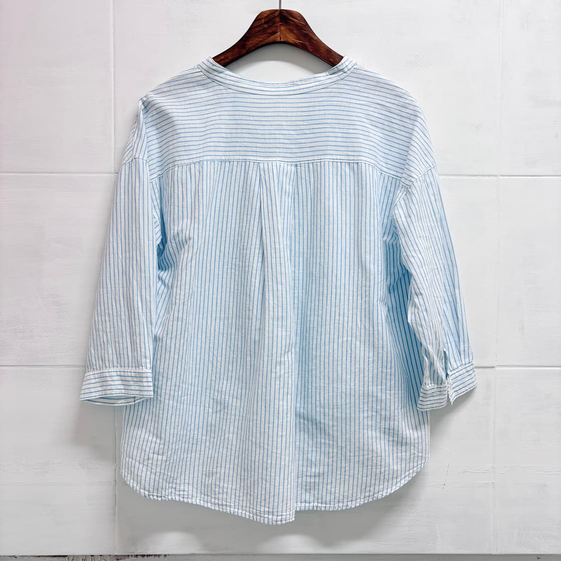 DRESKIP 코튼 린넨 스트라이프 모리걸 블라우스 JPN 상품이미지6